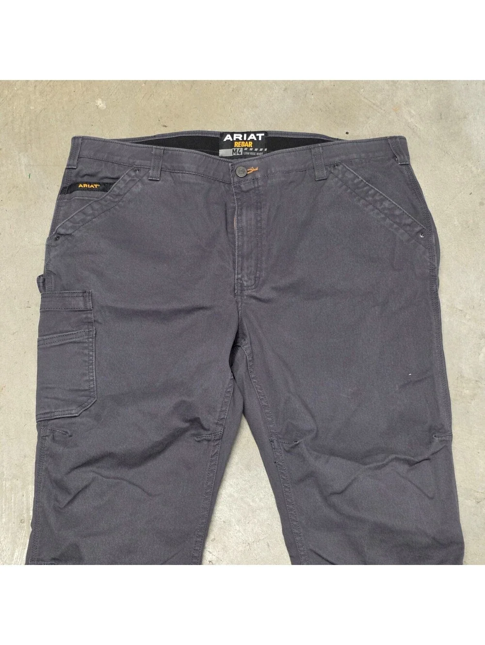 ARIAT Rebar M4 Low Rise Boot Cut Gray Jeans Sz 42x28 Blue Gray